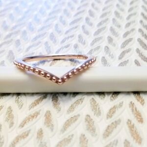 Rose Gold Beaded Chevron Ring